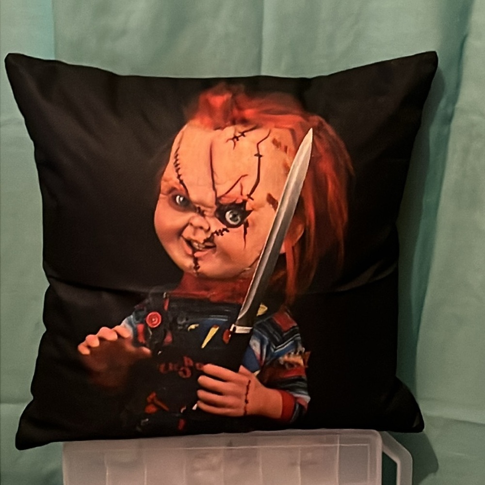 Chucky Doll Throw Pillow 18”x18”